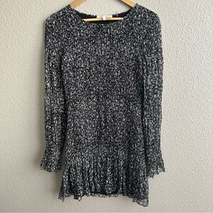 LoveShackFancy Scarlett 100% silk long sleeve smocked stars print‎ mini dress